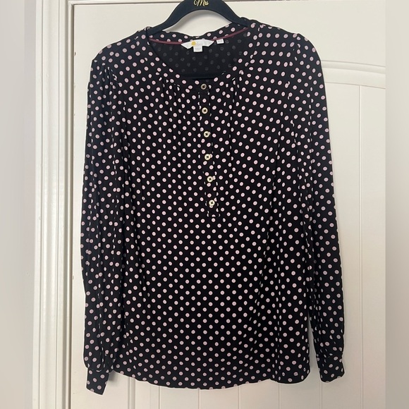Boden Long Sleeve Knit Polka Dot Blouse - Picture 1 of 6